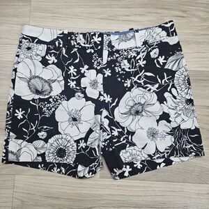 Talbots Womens Navy Blue Floral Chino Shorts Size 4 Petite